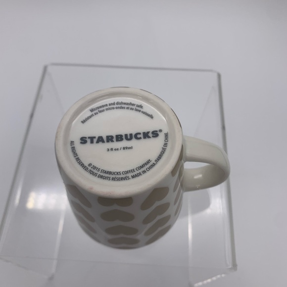 STARBUCKS Expresso Cup Mini Coffee Mug Demitasse 3 Oz 2015 Gold Hearts - Picture 8 of 8